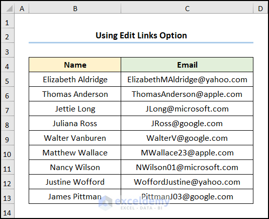 how to delete hidden link in excel with edit links option