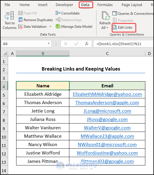 How to Break Links in Excel and Keep Values