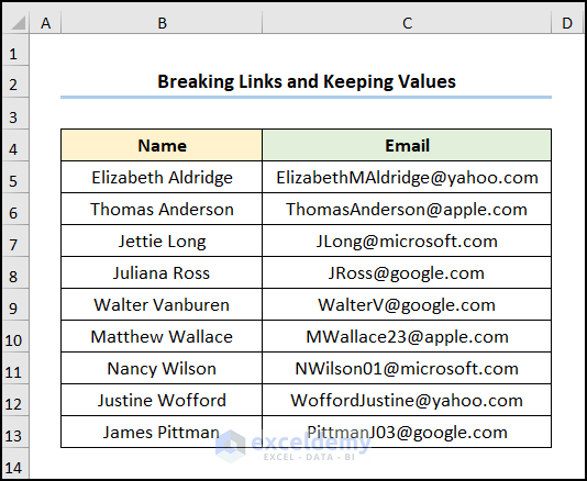 how to delete hidden link in excel with Edit Links feature