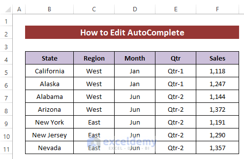 how to edit autocomplete in excel
