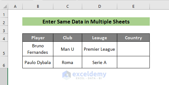 create separate sheet for enter same data