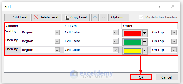 Use Color Code to Filter by Multiple Colors in Excel
