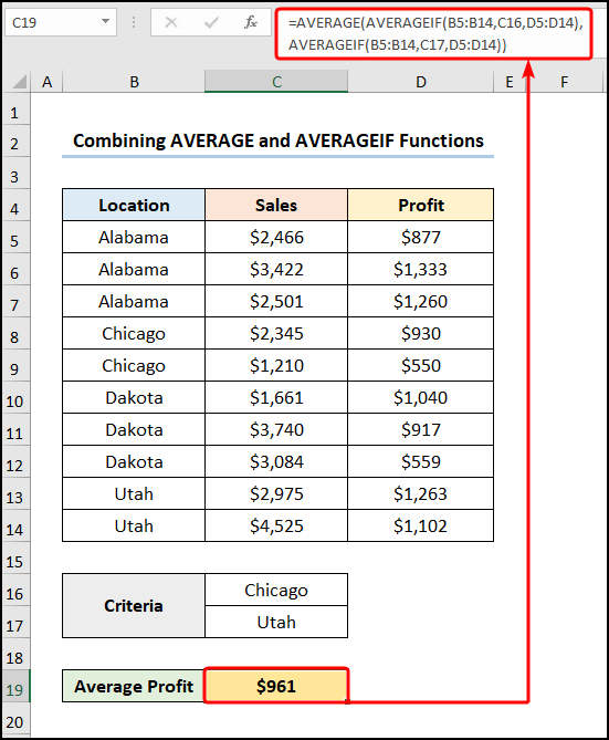 Combining AVERAGE and AVERAGEIF Functions