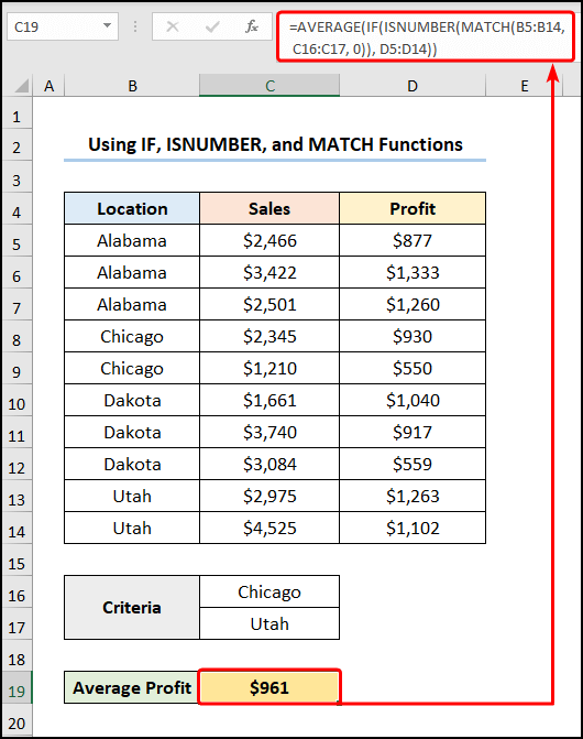 Using IF, ISNUMBER, and MATCH Functions