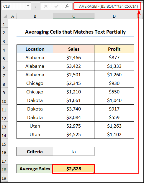 Computing Average of Cells That Matches Text Partially