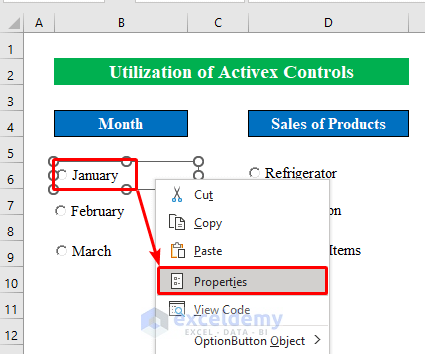 Utilize Activex Controls to Group Radio Buttons in Excel