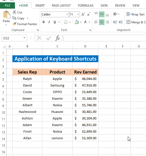 Apply Keyboard Shortcuts to Hide Gridlines
