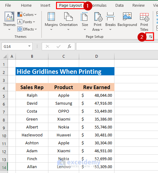 Hide Gridlines in Excel When Printing