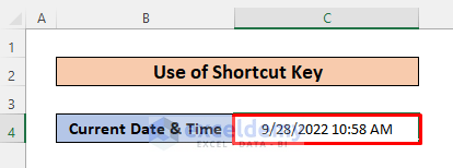Use Shortcut Key to Insert Current Date and Time