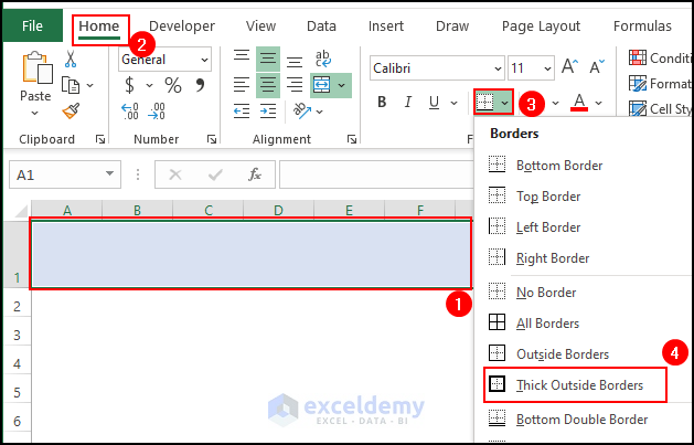 Setting border type for cells in Excel