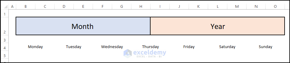 inserting weekdays while making a blank calendar 