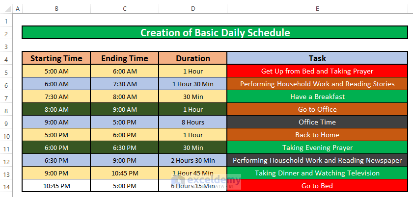 Make a Basic Daily Schedule