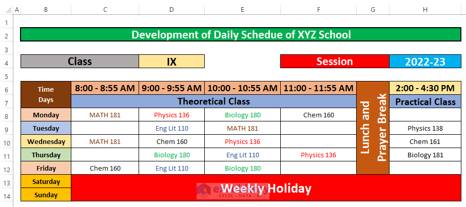 Create a Daily Schedule for School