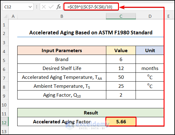Calculate Accelerated Aging Factor