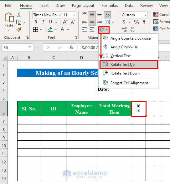 Make an Hourly Schedule to Make an Hourly Schedule in Excel