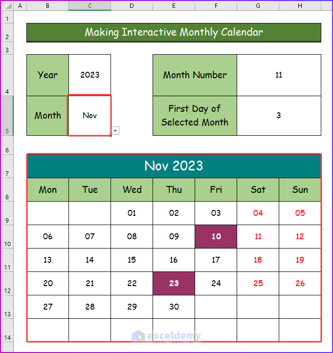How To Make An Interactive Calendar In Excel 2 Easy Ways how-to-make-an-interactive-calendar-in-excel-2-easy-ways