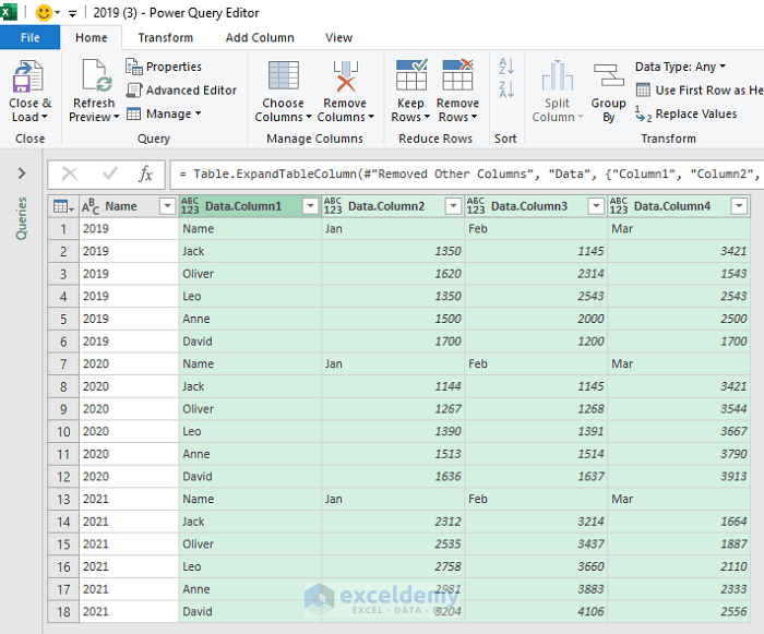 Using Excel Power Query to Merge Multiple Sheets