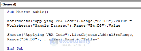 Applying VBA to Mirror a Table on Another Sheet