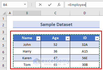 Linking Existing Table on Another Sheet in Excel