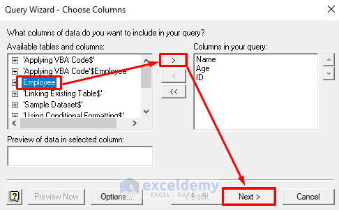 Using Microsoft Query to Mirror table on Another Sheet