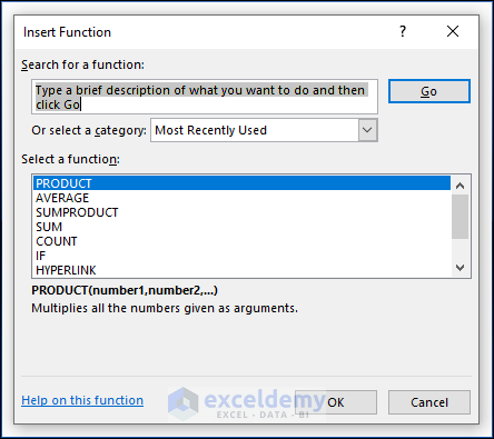 Using keyboard Shortcuts to Open Insert Function Dialog Box in Excel