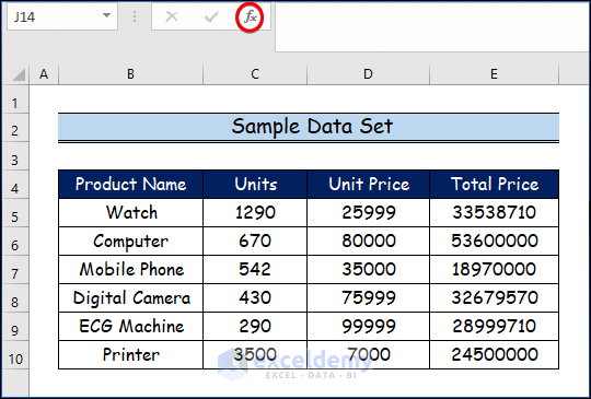  Clicking Insert Function Icon from Formula Bar to Open Insert Function Dialog Box in Excel