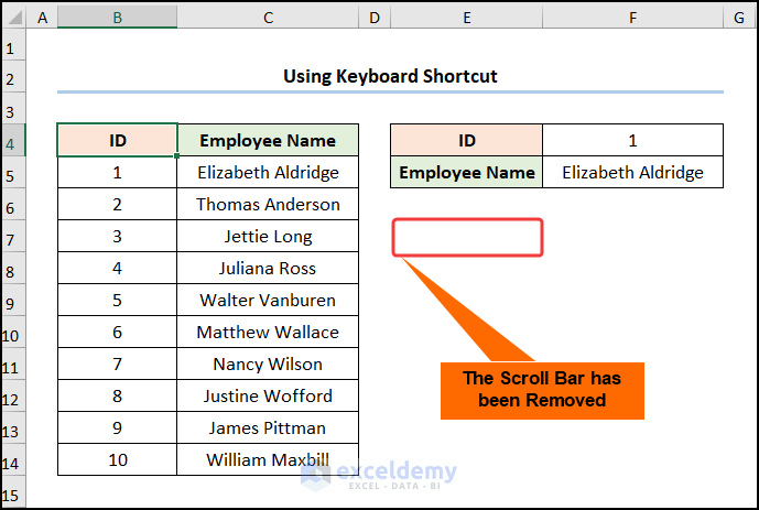 how to remove a form control in excel with keyboard shortcut