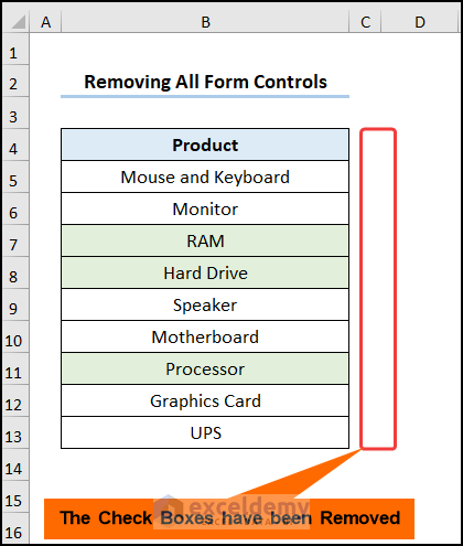 how to remove a form control in excel to remove all form controls