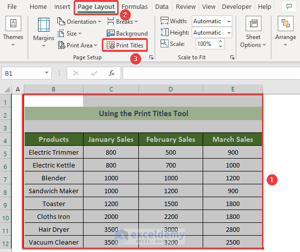 Access the Print Titles Tool to Set Header in Excel for All Pages