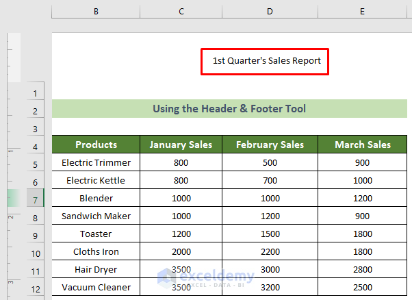 Set Header in Excel for All Pages 