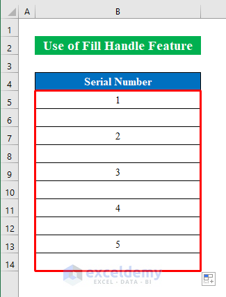 Use Fill Handle to Skip Cells When Dragging in Excel