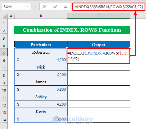 Merge INDEX and ROWS Functions to Skip Cells When Dragging
