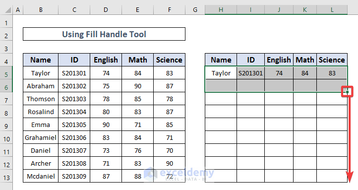 select the first row and next row and drag the fill handle down to skip lines in between in Excel