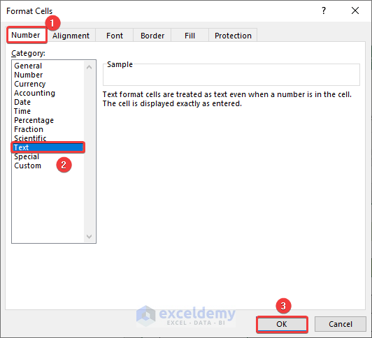 Choose Text Format to Stop Autocorrect in Excel for Dates