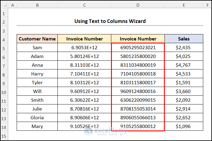 how to stop excel from changing numbers to scientific notation with text to columns wizard