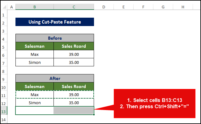 press buttons to swap values in Excel