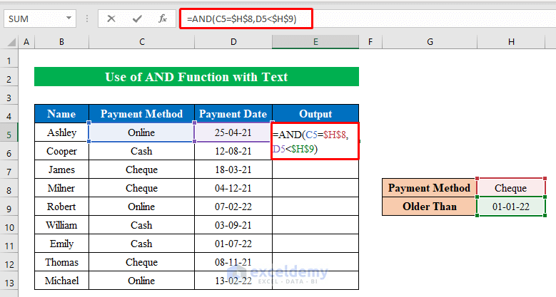 Use AND Function with Text to Test Logical Values