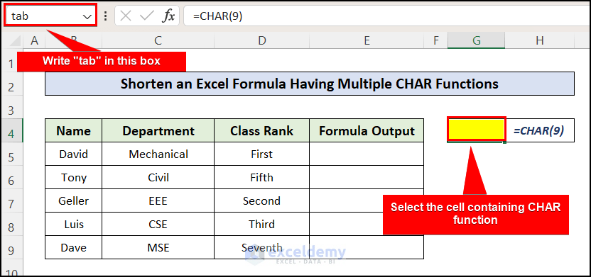 Renaming an Excel cell