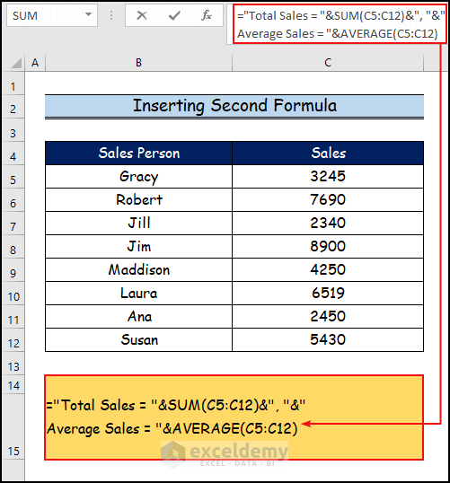 Showing Final Results for Multiple Excel Formulas in one Cell
