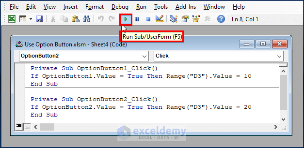 Utilizing Option Button with Excel VBA
