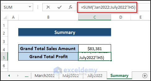 Utilizing SUM and 3D Reference in Excel