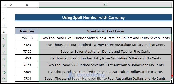Applying Spell Number for Australian Dollars