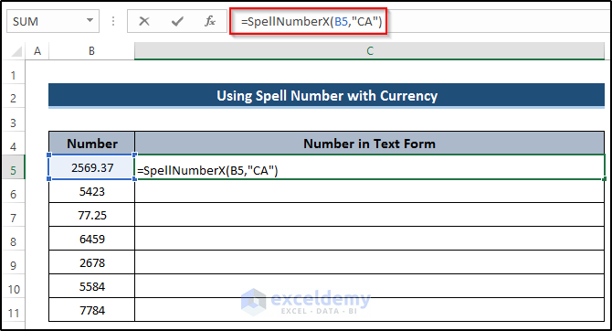 Using Spell Number for Canadian Dollars