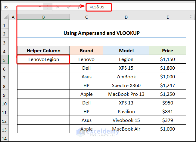 Using Ampersand and VLOOKUP