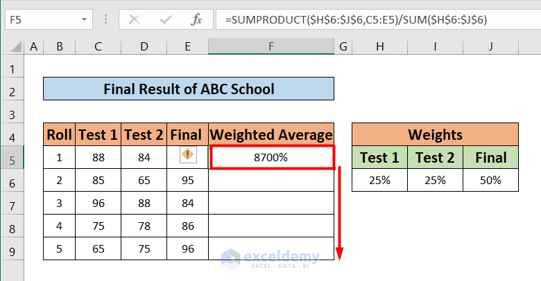 Apply formula to how to calculate average of averages in Excel