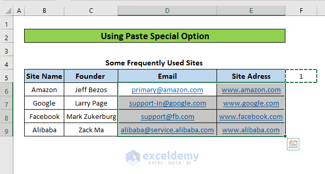 removing hyperlinks using paste special