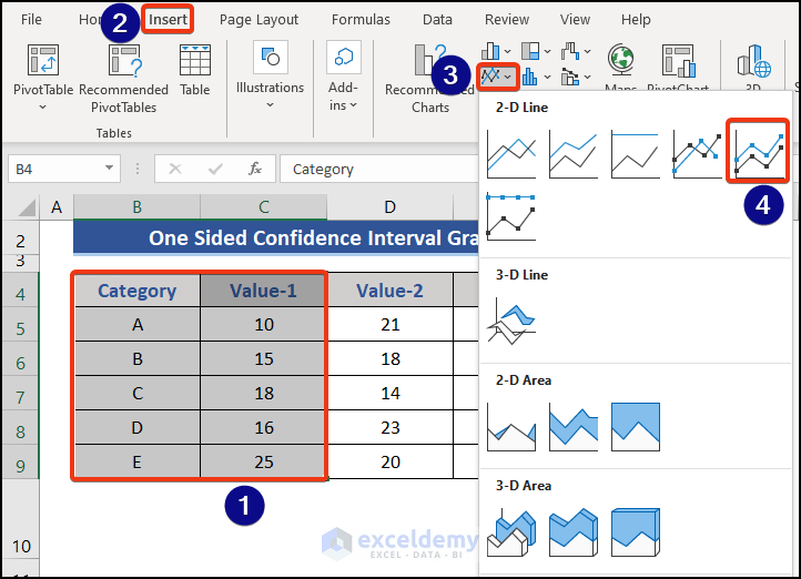 Select data to create a chart in Excel