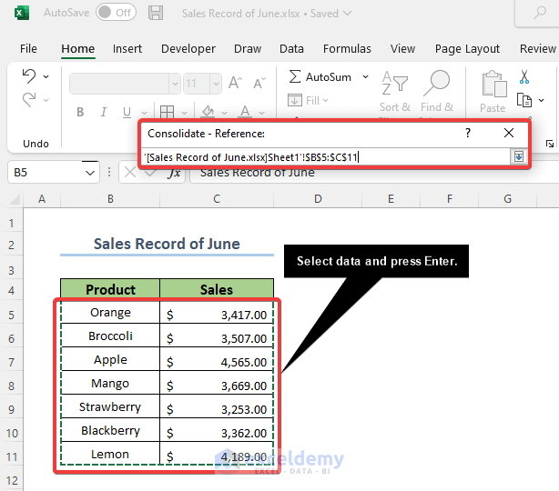 Merge Excel Sheets into One Workbook Using Consolidate Feature