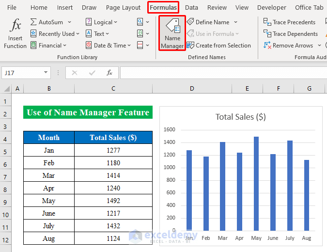 Use Name Manager Feature from Formula to plot Row Number Instead of Value 