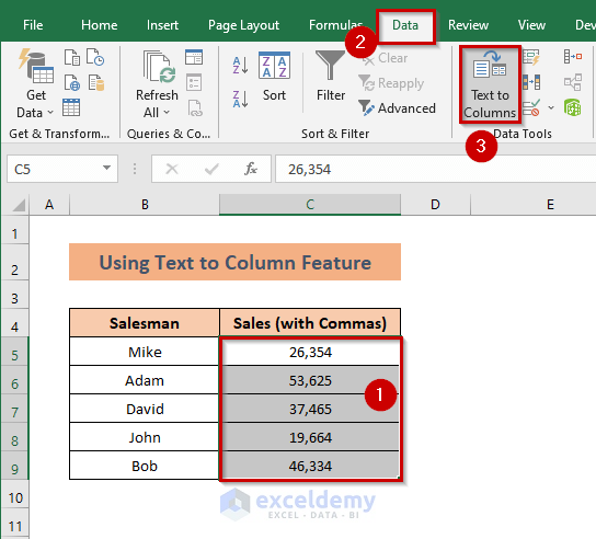 Apply Text to column Feature to Remove Comma